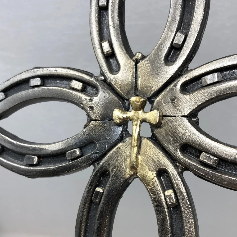 Handcrafted Horseshoe Cross Metal Wall Art